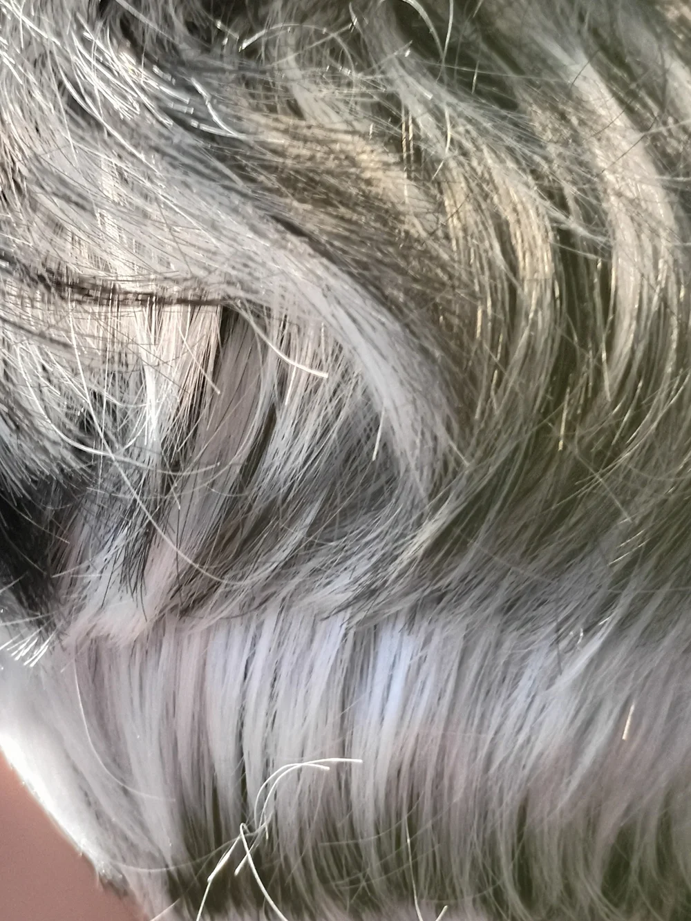Short Layered Women's Wig in White with Black Stripes